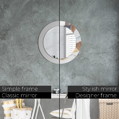 Miroir rond imprimé Marbre blanc