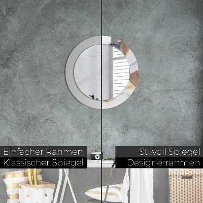 Miroir rond imprimé Marbre blanc