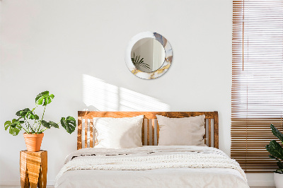 Miroir rond imprimé Marbre blanc