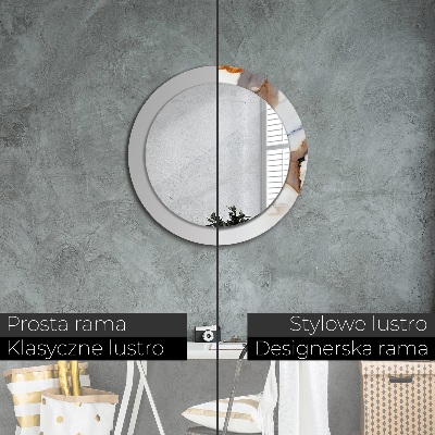Miroir rond imprimé Marbre blanc