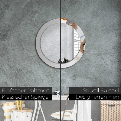 Miroir rond imprimé Marbre blanc