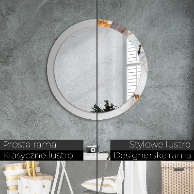 Miroir rond imprimé Marbre blanc