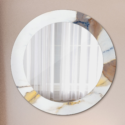 Miroir rond imprimé Marbre blanc