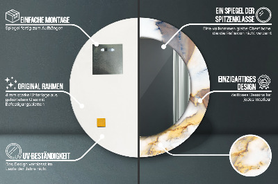 Miroir rond imprimé Marbre blanc