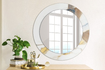 Miroir rond imprimé Marbre blanc