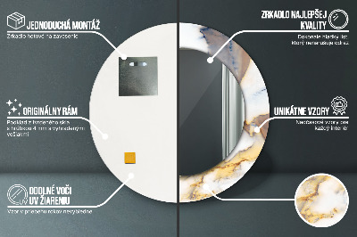 Miroir rond imprimé Marbre blanc