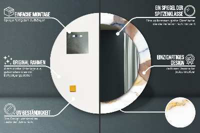 Miroir rond imprimé Marbre blanc