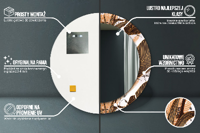 Miroir rond imprimé Feuilles de palmier