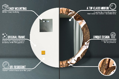 Miroir rond imprimé Feuilles de palmier