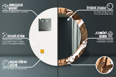 Miroir rond imprimé Feuilles de palmier