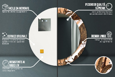 Miroir rond imprimé Feuilles de palmier