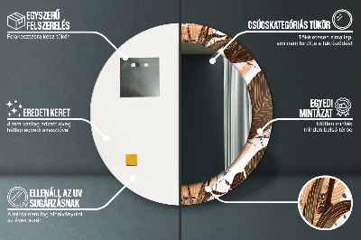 Miroir rond imprimé Feuilles de palmier