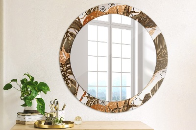 Miroir rond imprimé Feuilles de palmier