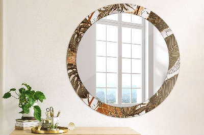 Miroir rond imprimé Feuilles de palmier