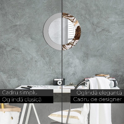 Miroir rond imprimé Feuilles de palmier