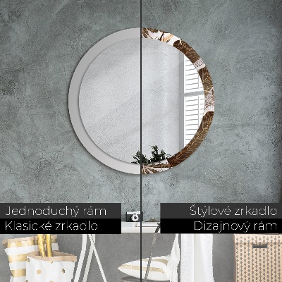 Miroir rond imprimé Feuilles de palmier