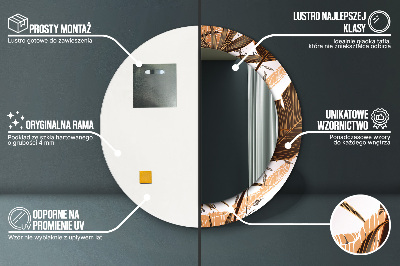 Miroir rond imprimé Feuilles de palmier