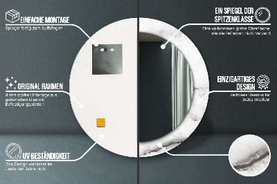 Miroir rond avec décoration Marbre blanc