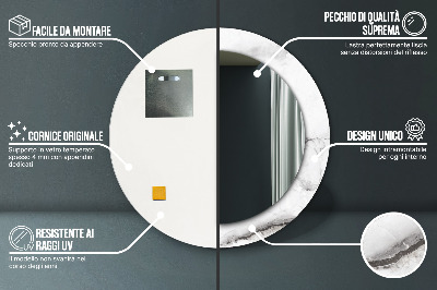 Miroir rond avec décoration Marbre blanc
