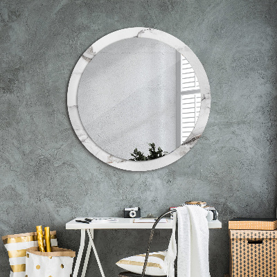 Miroir rond avec décoration Marbre blanc