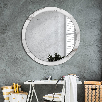 Miroir rond avec décoration Marbre blanc