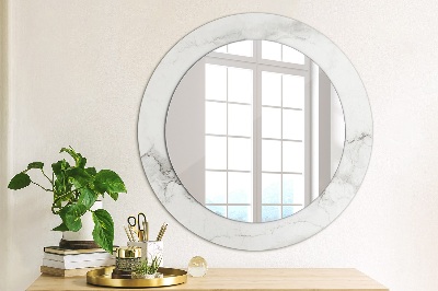 Miroir rond avec décoration Marbre blanc