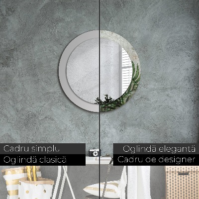 Miroir rond imprimé Feuilles de fougère