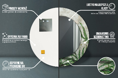 Miroir rond imprimé Feuilles de fougère