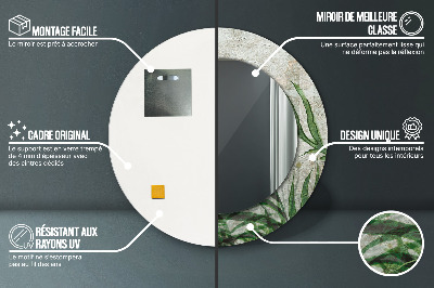 Miroir rond imprimé Feuilles de fougère
