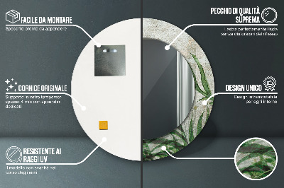 Miroir rond imprimé Feuilles de fougère