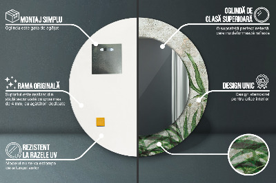 Miroir rond imprimé Feuilles de fougère