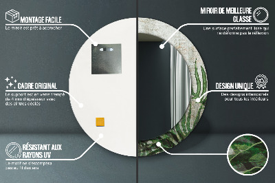 Miroir rond imprimé Feuilles de fougère