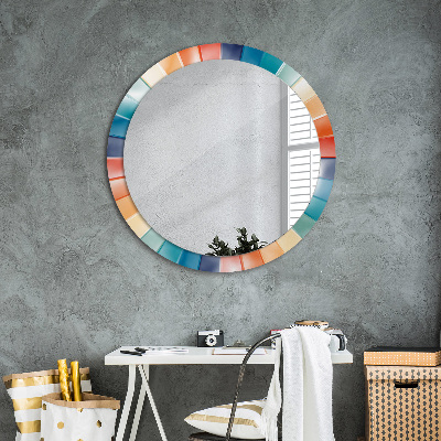 Miroir rond avec décoration Bandes concentriques radiales