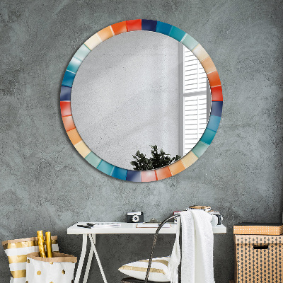 Miroir rond avec décoration Bandes concentriques radiales