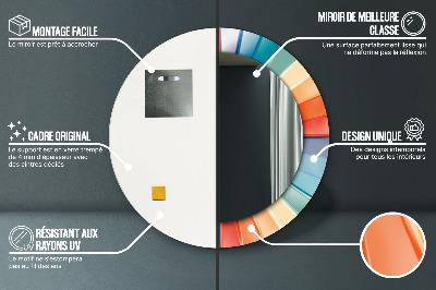 Miroir rond avec décoration Bandes concentriques radiales