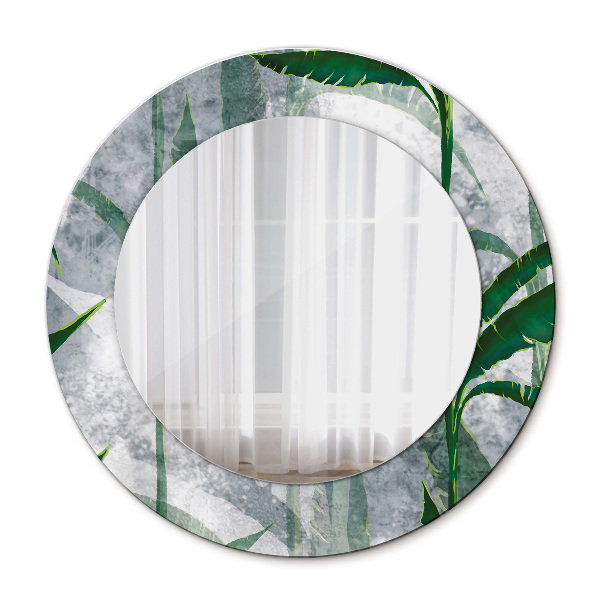Miroir rond imprimé Feuilles tropicales