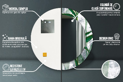 Miroir rond imprimé Feuilles tropicales