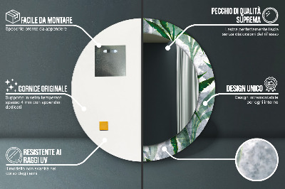 Miroir rond imprimé Feuilles tropicales