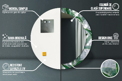 Miroir rond imprimé Feuilles tropicales