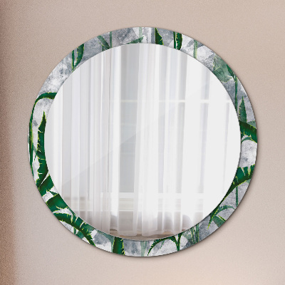 Miroir rond imprimé Feuilles tropicales