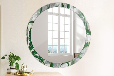 Miroir rond imprimé Feuilles tropicales