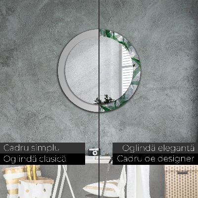 Miroir rond imprimé Feuilles tropicales
