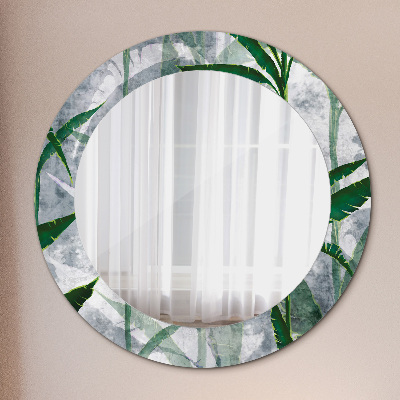 Miroir rond imprimé Feuilles tropicales