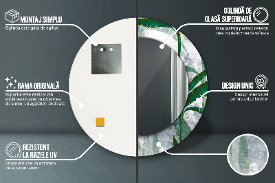 Miroir rond imprimé Feuilles tropicales