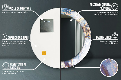 Miroir rond avec décoration Art liquide abstrait
