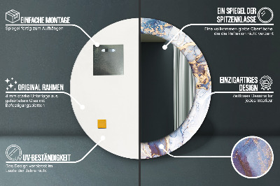 Miroir rond avec décoration Art liquide abstrait