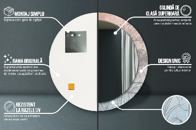 Miroir rond imprimé Fleurs tropicales