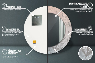Miroir rond imprimé Fleurs tropicales