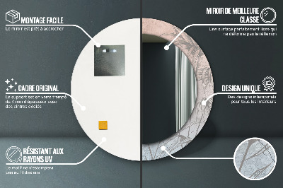 Miroir rond imprimé Fleurs tropicales