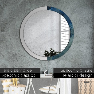 Miroir rond avec décoration Marbre onyx